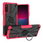 For Sony Xperia 10 IV Armor Bear Shockproof PC + TPU Phone Case with Ring(Rose Red)