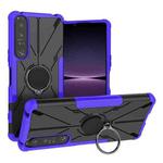 For Sony Xperia 1 IV Armor Bear Shockproof PC + TPU Phone Case with Ring(Purple)