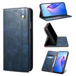 For OPPO Reno8 Pro+ Simple Wax Crazy Horse Texture Leather Phone Case(Navy Blue)