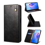 For OPPO Reno8 Pro+ Simple Wax Crazy Horse Texture Leather Phone Case(Black)