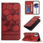 For Nothing Phone 1 Football Texture Magnetic Leather Flip Phone Case(Red)