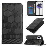 For Nothing Phone 1 Football Texture Magnetic Leather Flip Phone Case(Black)