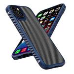 For iPhone 14 Plus iPAKY Carbon Fiber Texture Shockproof PC + TPU Protective Phone Case (Blue)