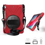 For iPad Pro 10.5 360 Degree Rotation Silicone Protective Cover with Holder & Hand Strap & Long Strap & Pencil Slot(Red)