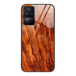 For Xiaomi Redmi K40S Wood Grain Glass Protective Case(Light Brown)