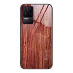 For Xiaomi Redmi K50 Pro Wood Grain Glass Protective Case(Coffee)