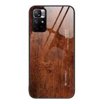 For Xiaomi Redmi Note 11 5G/Poco M4 Pro Wood Grain Glass Protective Case(Dark Brown)