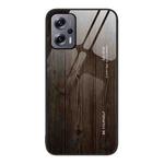 For Xiaomi Redmi Note 11T Pro Wood Grain Glass Protective Case(Black)