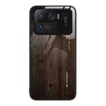 For Xiaomi Mi 11 Ultra Wood Grain Glass Protective Case(Black)