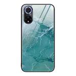 For Huawei Nova 9 Marble Pattern Glass Protective Phone Case(Green Ocean)