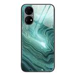 For Huawei P50 Pro Marble Pattern Glass Protective Phone Case(Water Waves)
