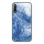 For Honor 9X Marble Pattern Glass Protective Phone Case(Blue Ocean)