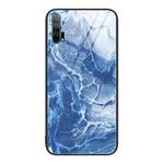 For Honor 20 Pro Marble Pattern Glass Protective Phone Case(Blue Ocean)