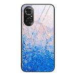 For Honor 50 SE Marble Pattern Glass Protective Phone Case(Ocean Waves)