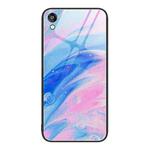 For Honor Play 3e Marble Pattern Glass Protective Phone Case(Pink)