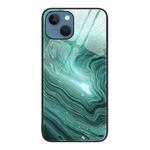 For iPhone 13 Marble Pattern Glass Protective Phone Case(Water Waves)