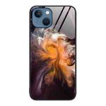 For iPhone 14 Marble Pattern Glass Protective Phone Case (Typhoon)