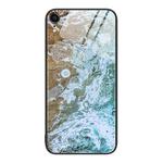 For iPhone XR Marble Pattern Glass Protective Phone Case For iPhone 1XR(Beach)
