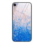 For iPhone XR Marble Pattern Glass Protective Phone Case For iPhone 1XR(Ocean Waves)