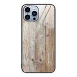 For iPhone 13 Pro Max Wood Grain Glass Protective Case (Grey)