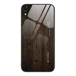 For iPhone XR Wood Grain Glass Protective Case(Black)