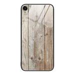 For iPhone XR Wood Grain Glass Protective Case(Grey)