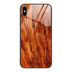 For iPhone XS Max Wood Grain Glass Protective Case(Light Brown)