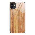 For iPhone 11 Wood Grain Glass Protective Case (Yellow)