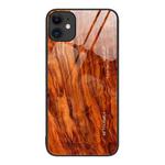 For iPhone 11 Wood Grain Glass Protective Case (Light Brown)