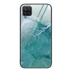 For Samsung Galaxy A12 5G Marble Pattern Glass Protective Phone Case(Green Ocean)