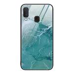 For Samsung Galaxy A20e Marble Pattern Glass Protective Phone Case(Green Ocean)