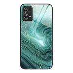 For Samsung Galaxy A52 Marble Pattern Glass Protective Phone Case(Water Waves)