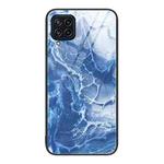 For Samsung Galaxy M32 Marble Pattern Glass Protective Phone Case(Blue Ocean)