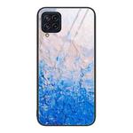 For Samsung Galaxy M32 Marble Pattern Glass Protective Phone Case(Ocean Waves)