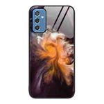 For Samsung Galaxy M52 5G Marble Pattern Glass Protective Phone Case(Typhoon)