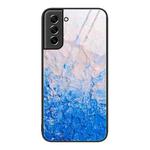 For Samsung Galaxy S21 5G Marble Pattern Glass Protective Phone Case(Ocean Waves)