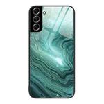 For Samsung Galaxy S22+ 5G Marble Pattern Glass Protective Phone Case(Water Waves)