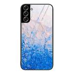 For Samsung Galaxy S22+ 5G Marble Pattern Glass Protective Phone Case(Ocean Waves)