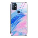 For OnePlus Nord N10 5G Marble Pattern Glass Protective Phone Case(Pink)