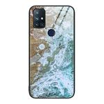 For OnePlus Nord N10 5G Marble Pattern Glass Protective Phone Case(Beach)