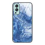 For OnePlus Nord 2 5G Marble Pattern Glass Protective Phone Case(Blue Ocean)