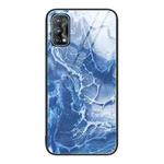 For Realme 7 Marble Pattern Glass Protective Phone Case(Blue Ocean)
