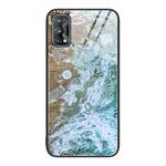 For Realme 7 Marble Pattern Glass Protective Phone Case(Beach)