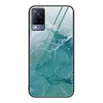For vivo S9 Marble Pattern Glass Protective Phone Case(Green Ocean)