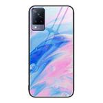 For vivo S9 Marble Pattern Glass Protective Phone Case(Pink)