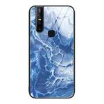For vivo V15 Marble Pattern Glass Protective Phone Case(Blue Ocean)