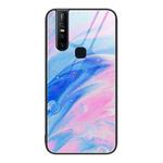 For vivo V15 Marble Pattern Glass Protective Phone Case(Pink)