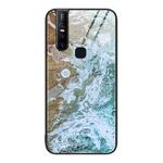 For vivo V15 Marble Pattern Glass Protective Phone Case(Beach)