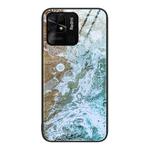 For Xiaomi Redmi 10C Marble Pattern Glass Protective Phone Case(Beach)