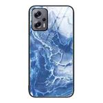 For Xiaomi Redmi Note 11T Pro Marble Pattern Glass Protective Phone Case(Blue Ocean)